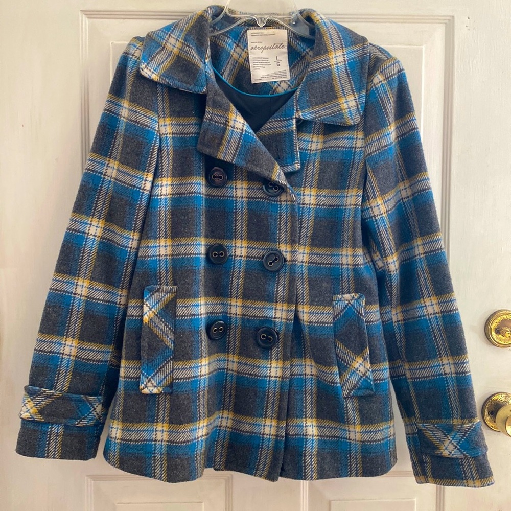 Aeropostale Plaid Peacoat